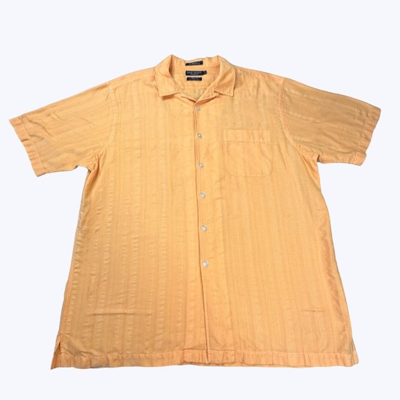 Daniel Cremieux Men's Short Sleeve Button Front Shirt Size Large Orange - Picture 1 of 7